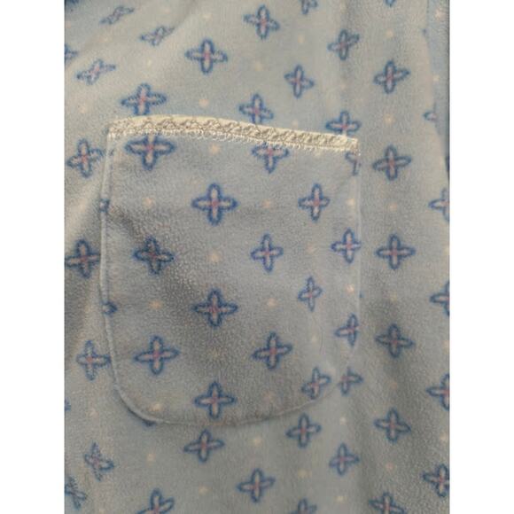 Aria Flannel Pajama Set with Button Up Top and Drawstring Bottom, Blue, Size M - Picture 4 of 7